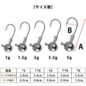 Bucht ジグヘッド 5サイズ 50個セット 1g 1.5g 2g 3.5g 5g タックルボックス付 アジング ワーム バス釣り
