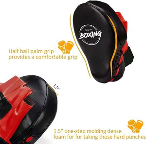 Valleycomfy パンチングミット ボクシング パンチング グローブ ミット トレーニング 格闘技 空手 練習用 運動不足解消(ブラックレッド)