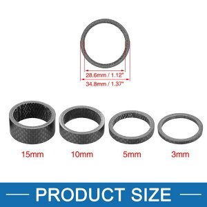 A ABSOPRO ヘッドセットスペーサー マット黒い カーボンファイバーハンドルバーステムスペーサー MTBマウンテンロードバイク自転車用 3 505mm(4個セット)