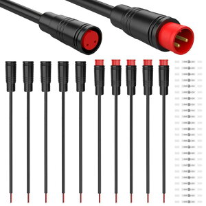 Xiatiaosann 5組 防水 Julet 2ピン コネクター Ebike 延長ケーブル - 20cm メスオス プラグワイヤー 電動自転車ライト スロットル Eブレーキ DIYバイクプロジェクト用 熱収縮チューブ20個付き