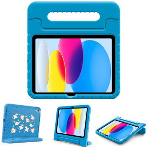 ProCase iPad 11����/10���� �P�[�X iPad�iA16�j11�C���` 2025/10.9�C���` 2022�ʗp �ϏՌ��� �n���h���ƃL�b�N�X�^���h�t�� �y�ʃo���p�[�P�[�X (�u���[)
