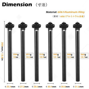 TRIWONDER V[g|Xg ] Th|Xg 25.4mm 27.2mm 28.6mm 30.4mm 30.8mm 31.6mm 350mm }EeoCN [hoCN Bike Seat Post (02 ubN, 31.6x350mm