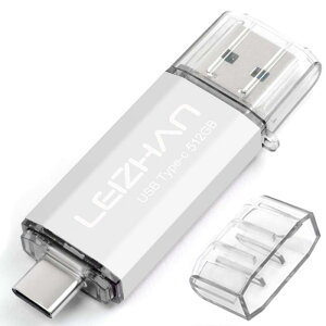 512GB TYPE-C USB�������[�E�t���b�V���h���C�u LEIZHAN USB 3.0�Ή� �����]��OTG�A�X�}�z�EPC�p�A�e�ʕs�������A�}�C�N���y���h���C�u�A��e��U�X�e�B�b�N�B(512GB, �V���o�[)