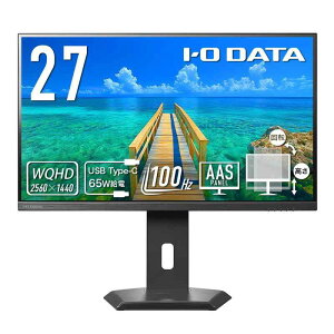 IODATA ���j�^�[ 27�C���` WQHD 100Hz Type-C���d USB�n�u ���� �c����] AAS�p�l�� ����� �u���b�N �ȃX�y�[�X (HDMI×1/DisplayPort×1/USB-C×1/USB-A×3/�X�s�[�J�[�t/��������/VES