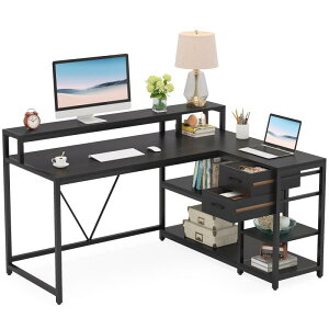 Tribesigns l���f�X�N �p�\�R���f�X�N �����o���t�� ��140cm �� pc�f�X�N �R�[�i�[�f�X�N �Q�[�~���O �I�t�B�X �����p ���E�g�ݑւ��\ (�u���b�N)