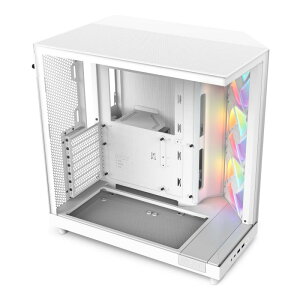 NZXT H6 Flow RGB White 2�ʃE���g���N���A �����K���X�p�l���̗p 120mm RGB�t�@�� 3��t�� �f���A���`�����o�[ �V���[�P�[�X�^ �~�h���^���[ ATX PC�P�[�X �z���C�g CC-H61FW-R1 CS8792