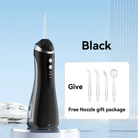 black ブラック 自動 水流調整 口腔洗浄 ノズル4本付き コンパクト 充電式 電動ウォーターフロッサー 家電