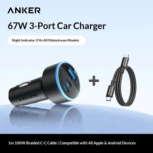 ANKER 67W 3�|�[�g �J�[�`���[�W���[ 3�� ���o�� �V�K�[�\�P�b�g USB Type-C Type-A �}���[�d�Ή� 1m 100W�Ή��P�[�u�� �Z�b�g