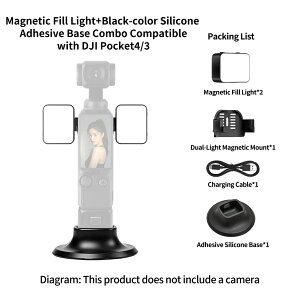 DJI Pocket�Ή� 2���R���{ ���C���t�B�����C�g2�� �f���A�����C�g�}�E���g1�� �V���R���ڒ��x�[�X �u���b�N�J���[ �[�d�P�[�u���t��