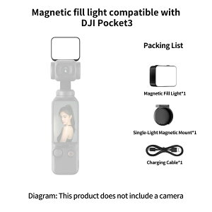 DJI Pocket3�Ή� �}�O�l�b�g�t�B�����C�g Single Light �P���^�C�v �B�e�pLED���C�g ���t���ȒP �[�d�P�[�u���t��