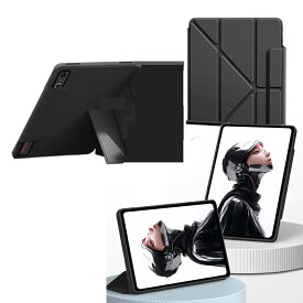Black タブレットスタンド ケース 折りたたみ 多角度調整 フィルム付き 保護カバー 画面カバー付き 角度調整スタンド