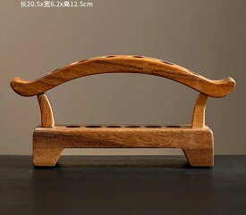 天然木茶道ラック 茶道具置き 長20.5cm 幅6.2cm 高12.5cm 木製スタンド 盆栽飾り台 収納トレー 卓上