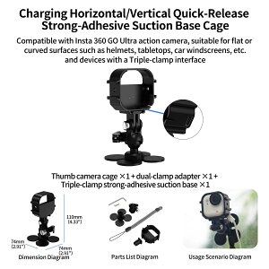 Insta360 GO�p Combo H XT-XINTE���S �����p�P�[�W �A�N�Z�T���[ 3�_�Œ�A�_�v�^�[ ���͋z���x�[�X ��t���� ��
