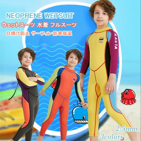 ウェットスーツ 水着 フルスーツ 子供 男の子 少年 ボーイ 2.5ミリスキン 長袖 防寒保温 日焼け防止 サーフィン バックジップ