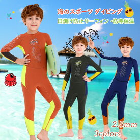 ウェットスーツ 水着 フルスーツ 子供 少年 男の子 ボーイ 2.5ミリスキン 長袖 防寒保温 日焼け防止 サーフィン バックジップ