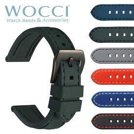【送料無料】WOCCI 時計 ベルト 18mm 20mm 22mm 24mmシリコンラバー 厚め スマートウォッチに適用 完全防水時計替えベルト ゴム腕時計バンド ブラックバックル
