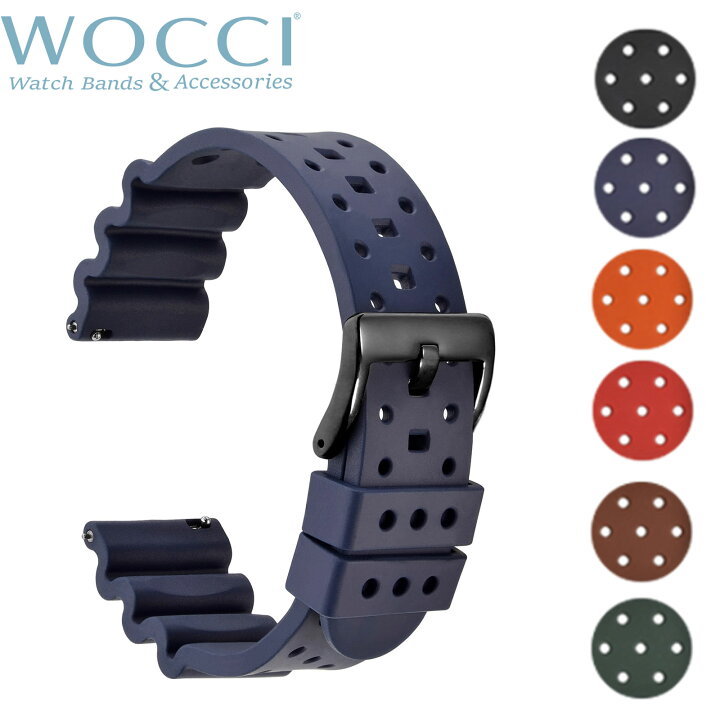 楽天市場】【送料無料】WOCCI フッ素ゴム時計ベルト 18mm 20mm 22mm 24mm FMK高級腕時計シリコンバンド イージークリック付き  ブラック尾錠 : Wocci Watch Bands