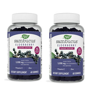 ネイチャーズウェイ(Nature's Way) サムブカス ブラックエルダー ビタミンC&亜鉛 Sambucus Elderberry Gummies 60粒×2箱 合計120粒