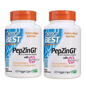 ������2�Z�b�g�IDoctor's Best �h�N�^�[�Y�x�X�g �y�v�W�� GI �����EL-�J���m�V���@120�J�v�Z������×2���@4�������@�@Doctor's Best PepZin GI, Zinc-L-Carnosine Complex, Non-GMO, Vegan, Gluten /Soy Free, Digestive Suppor
