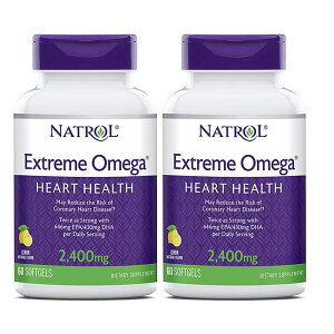 ������2�p�b�N�@Natrol �i�g���[���@�G�N�X�g���[���@�I���K�@60�J�v�Z������×2�{�@�������t���[�o�[�@Natrol Omega-3 Extreme,Lemon 60-Count×2PACK