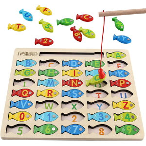 DSȗcɊ΂INASHRIO@ؐ@}Olbg@pˋ@ނQ[@At@xbgio[@36@@Magnetic Wooden Fishing Game Toy for Toddlers, Alphabet Fish Catching Counting Games Puzzle