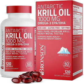 ブロンソン社製　オメガ3S EPA入り　南極オキアミオイル1000mg Dha 120ソフトジェル入り　Bronson Antarctic Krill Oil 1000 mg with Omega-3s EPA, DHA, Astaxanthin and Phospholipids 120 Softgels