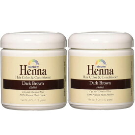 ヘナ　レインボー・白髪染め　ヘアカラー、コンディショナー　ダークブラウン　　2個セット　Rainbow Henna Hair Color and Conditioner　Medium Brown Chestnut