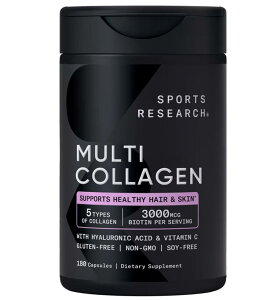 e! X|[cT[`А@5ނ̃R[Q@1T[uIK 3000mcg@180JvZ Sports Research Multi Collagen Complex OMEGA, 180 Capsules