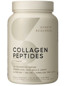 �y��e�ʁz�y1��1�t�A�ᕪ�q�R���[�Q���zSports Research �R���[�Q���y�v�`�h 907g(32oz)�@2LB ������ / �O���X�t�F�b�h�R���@Sports Research Collagen Peptides - Hydrolyzed Type 1 & 3 Collagen Powder Protein Supplement Powd