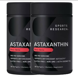 �y2�Z�b�g�z�X�|�[�c ���T�[�` �A�X�^�L�T���`�� �O���e���t���[ 6mg 120�� Sports Research Astaxanthin Supplement with coconut oil gluten free 6mg 120 count