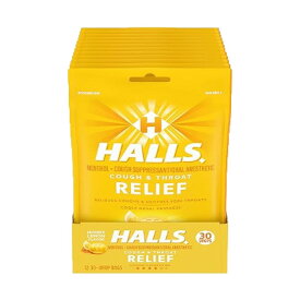 【お得12パックセット】ホールズ リリーフ ハニーレモン咳止めドロップ、30個入り 12パック (合計 360個) HALLS Relief Honey Lemon Cough Drops, 12 Packs of 30 Drops (360 Total Drops)