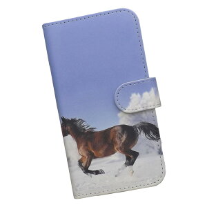 Galaxy A55 5G SC-53E/SCG27 用 スマートフォンケース スマホ カバー スマホケース 手帳型 プリントケース 馬 動物 風景 雪(491)