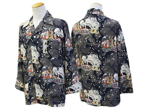 yBLACK SIGN/ubNTCz2025SSuThree Quarter Sleeve Night Hawaiian ShirthKuniyoshi Utagawah/X[NH[^[X[uiCgnCAVch̐ Fhv(BSSL-25109)(Langlitz Leathers/Obc