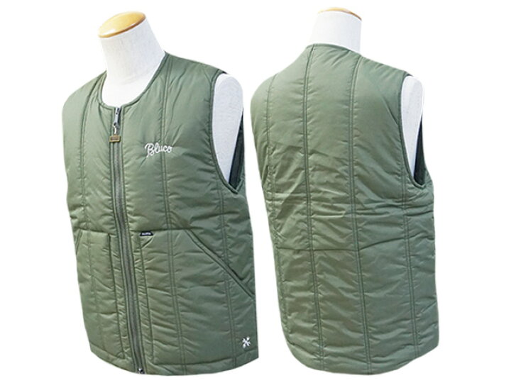 楽天市場】全3色【BLUCO/ブルコ】2024AW「Crew Neck Quilting Vest 