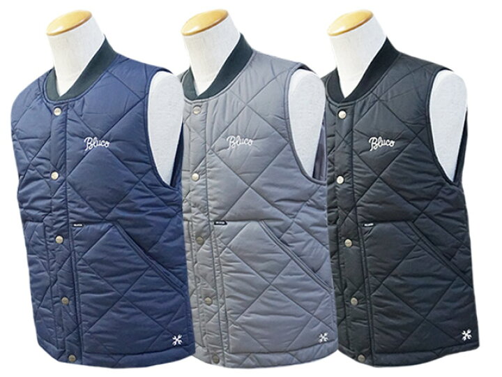 楽天市場】全3色【BLUCO/ブルコ】2024AW「Rib Collar Quilting Vest 