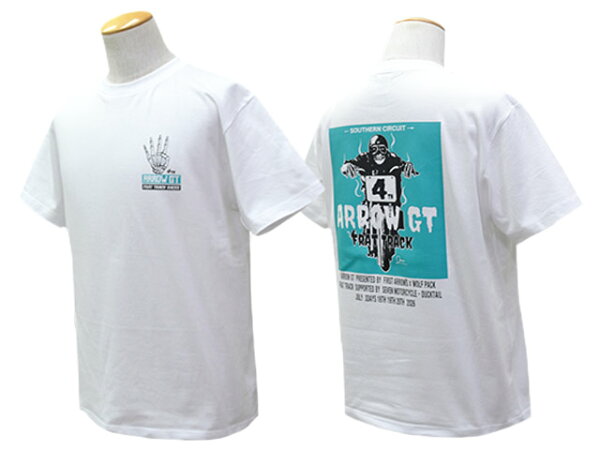【FIRST ARROW's/ファーストアローズ】×【WOLF PACK/ウルフパック】「Crew Neck S/S Tee"ARROW GT 4th"/クルーネックショートスリーブTee”アローGTフォース”」  (アメカジ/ホイールズアパレル/ハーレー/ホットロッド/アクセサリー)