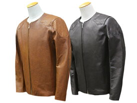 全2色【FINE CREEK&CO/ファインクリークアンドコー】「Collarless Paded Single Riders Jacket”Bad”/カラーレスパデッドシングルライダースジャケット”バッド”」(ACJK043)【予約商品/2026年中入荷予定】(ファインクリークレザーズ/WOLF PACK/ウルフパック)