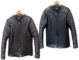 全2色【FINE CREEK&CO/ファインクリークアンドコー】2025SS「Collarless Paded Single Riders Jacket”Bad Goat”/カラーレスパデッドシングルライダースジャケット”バッドゴート”」(ACJK070)【予約商品/2025年3-8月入荷予定】(ハイラージレザーズ)