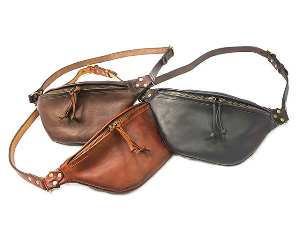 全3色【vasco/ヴァスコ】「Leather Waist Bag”Large”/レザーウエストバッグ”ラージ”」(VS-243L)  (グランメゾン東京/ハーレー/バイカー/アメカジ/ホットロッド/レザークラフト/鞄/バッグ/プレゼント/WOLF PACK/ウルフパック)