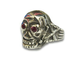 【Peanuts&Co/ピーナッツカンパニー】「Skull Poison Ring”Zirconia”/スカルポイズンリング”ジルコニア”」(Silver925×Red)【あす楽対応】(ピーナッツアンドコー/アクセサリー/アメカジ/ホットロッド/ハーレー/WOLF PACK/ウルフパック)