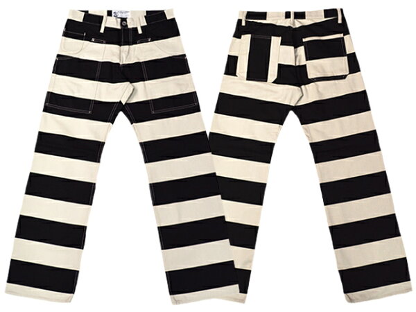 【ROAD RUNNER/ロードランナー】「Prisoner Pants/プリズナーパンツ」  (神戸/プリズン/プリズナー/囚人パンツ/ホイールズアパレル/アメカジ/ハーレー/バイカー/バイク/チョッパー/ボバー/WOLF PACK/ウルフパック)