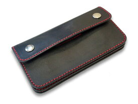 【TISS CUSTOM LEATHERS/ティスカスタムレザーズ】「Trucker Wallet/トラッカーウォレット」(BK×BK×RD)(ハーレー/バイカー/アメカジ/レザークラフト/ホットロッド/プレゼント/財布/WOLF PACK/ウルフパック)