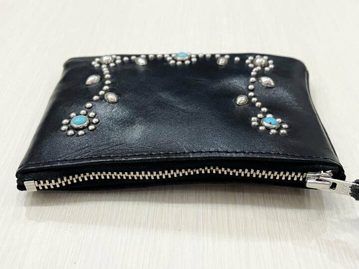 楽天市場】HTC財布 ウォレット ブラック フラワースタッズ ターコイズ  