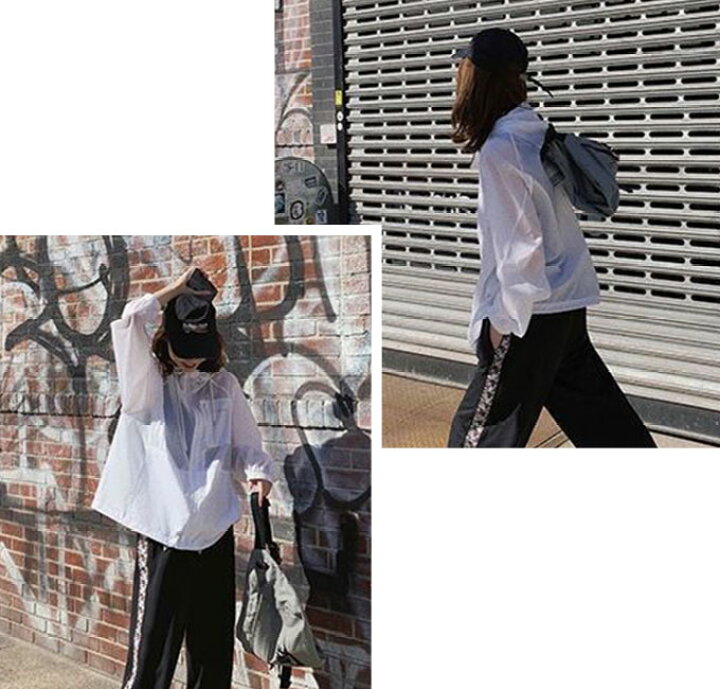 パーカー ジャケット レディース 薄手 春 夏 秋 ナイロン Uv スポーティー シアー ゆったり 韓国ファッション メール便送料無料 １着でも送料無料