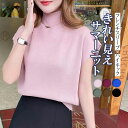 ＼本日ポイント10倍♪／ ニット 春 レディース フレンチスリーブ ハイネック 半袖ニット 黒 【メール便送料無料】 シンプル 夏 きれいめ 韓国ファッション 二の腕カバー