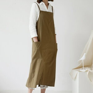 \15%OFF!クーポン/ エプロン チュニックエプロン レディース おしゃれ【メール便送料無料】防水 コットン 棉 家事 キッチン 料理 アースカラー エプロンワンピース 体型カバー カフェ 無地