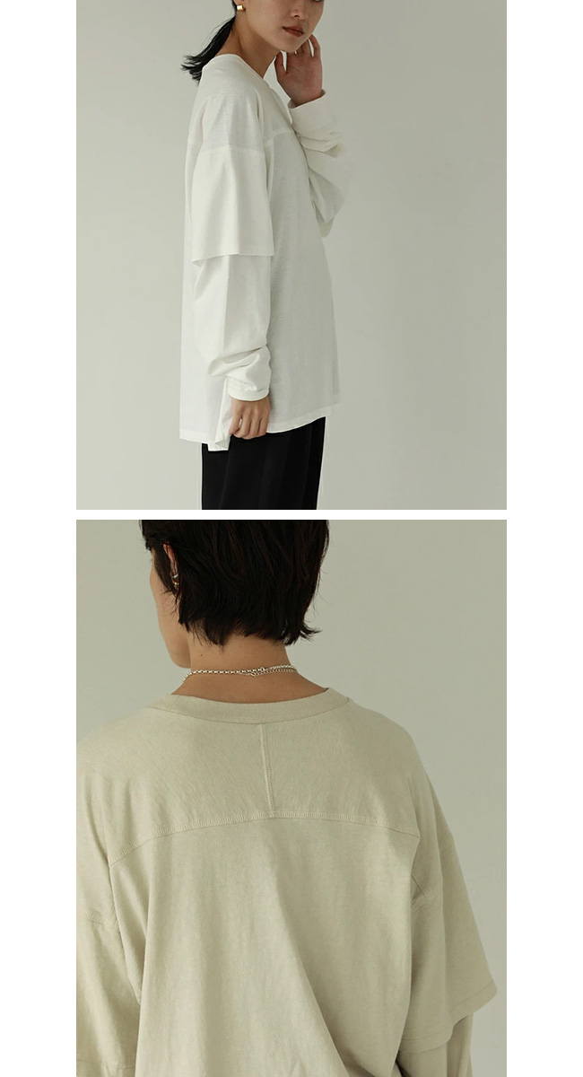 人気満点 コットンレイヤードロングTシャツ ホワイト Todayful - Tシャツ/カットソー(七分/長袖)
