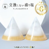 盛り塩 交換不要 ミニ円錐型2個 おしゃれ 水晶 入り ツートンゴールド カラー 風水オルゴナイト 開運イン…