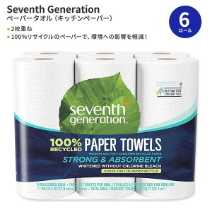 �Z�u���X�W�F�l���[�V���� 100%���T�C�N�� �z���C�g�y�[�p�[�^�I�� 6���[�� Seventh Generation 100% Recycled White Paper Towels �L�b�`���y�[�p�[ 2���d�ˁy�����񂹏��i�z�y���킹�Ĕ��������z