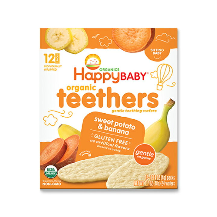 楽天市場 6か月からのオーガニックベビーフード Teethers スイートポテト バナナ 24枚入り Happy Baby ハッピーベイビー 赤ちゃん おやつ 栄養 新米ママ 噛む California Life 楽天市場 6か月からのオーガニックベビーフード Teethers スイートポテト バナナ 24枚入り Happy Baby ハッピーベイビー 赤ちゃん おやつ 栄養 新米ママ 噛む California Life